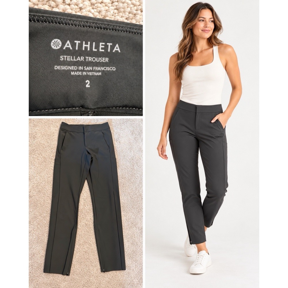 Athleta Stellar Trouser Womens 2 Dark Gray Career Athleisure Technical Pants